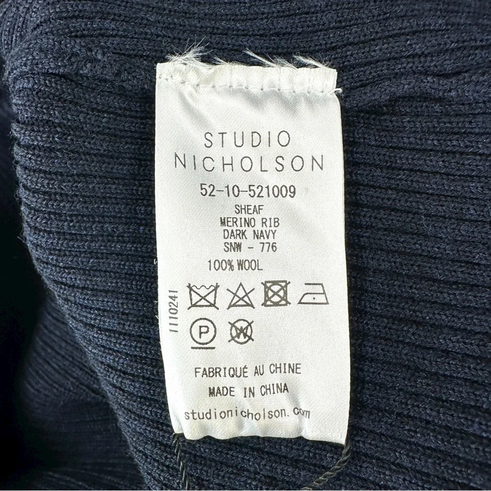 NWT Studio Nicholson Vico Navy Blue Roll High Neck Wool Rib Knit Midi Dress sz 1 - Picture 10 of 12